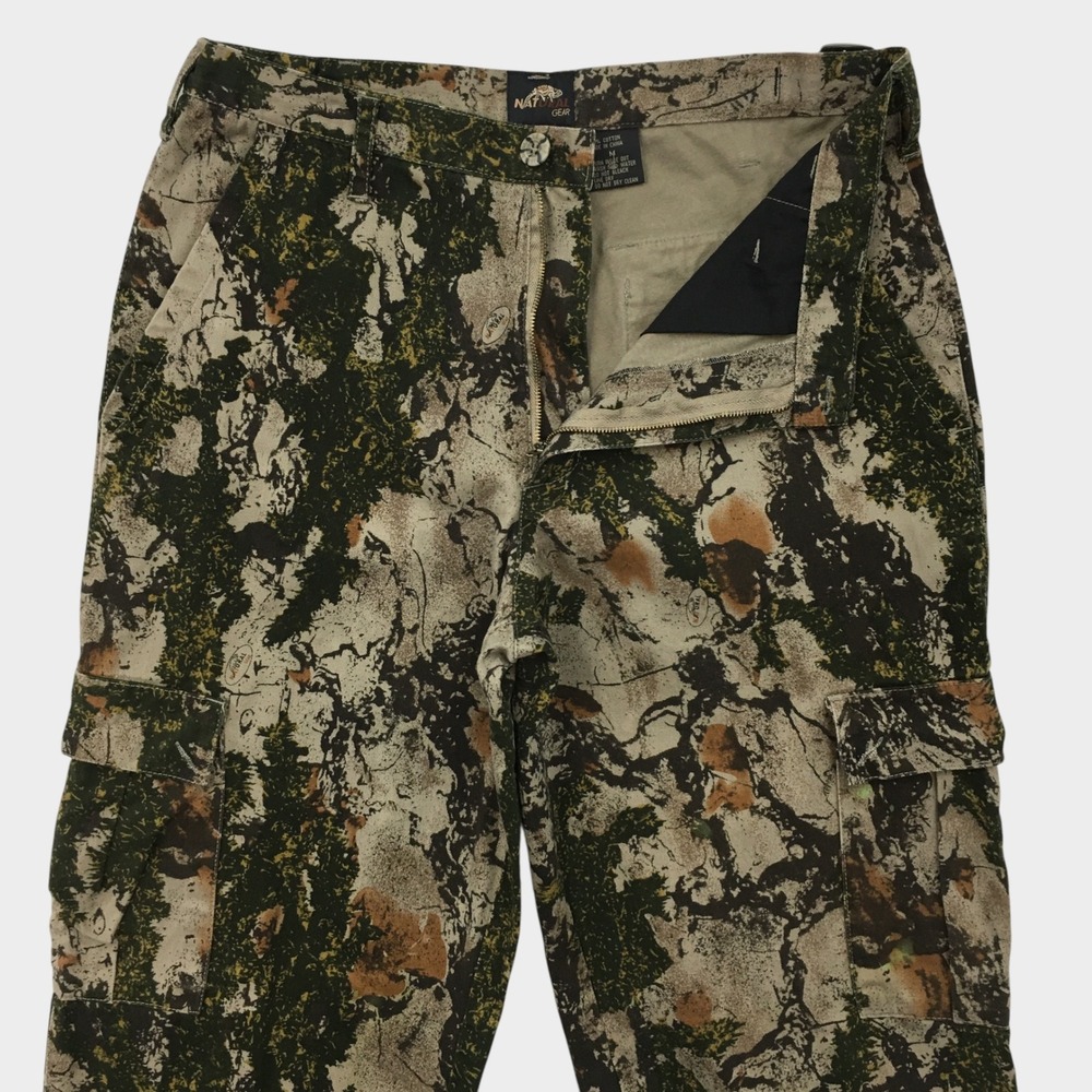 VINTAGE Y2K Camo Cargo Pants Mens Medium Green Brown Hunting Tactical Cotton
